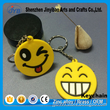 good quality custom plastic pvc emoji head keyring big smile facial keychain